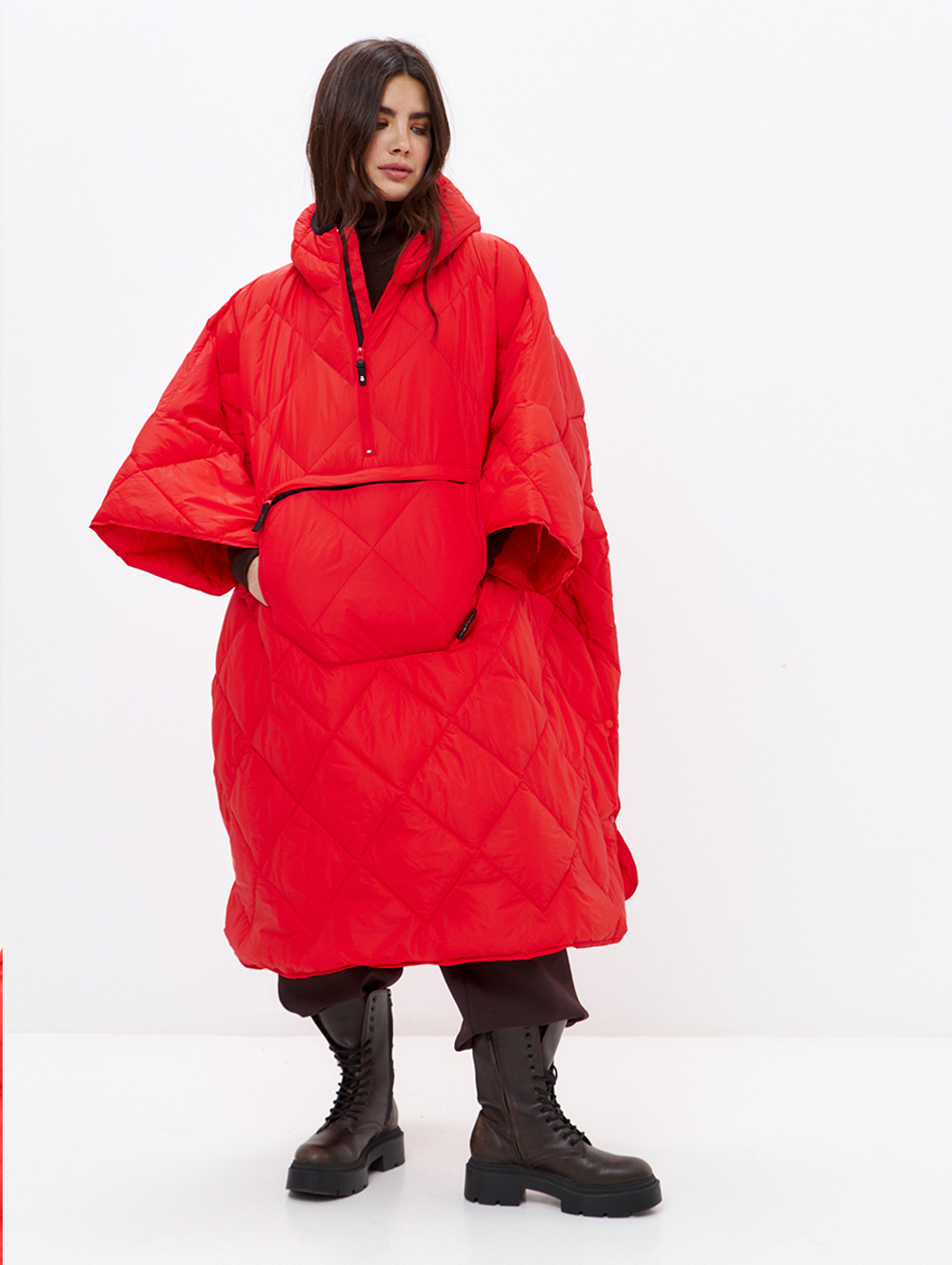 Утеплённое пончо 3 в 1 Shikotan red unisex