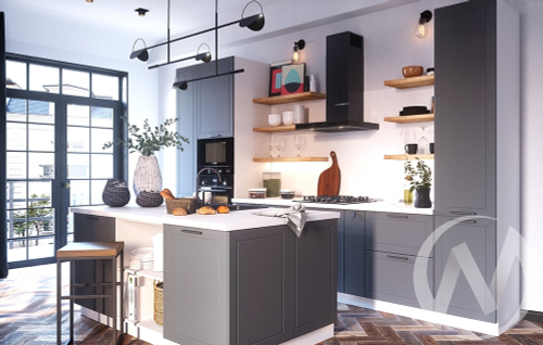 Кухня "Глетчер" (Маренго силк/корпус белый)