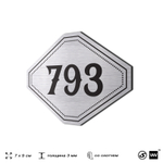 Номерок на дверь квартиры 793, для кабинета, офиса, шильдик 9 х 7 см, серебристый, Айдентика Технолоджи