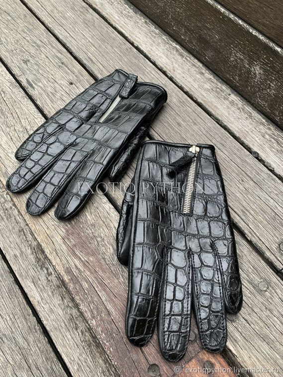 Женские перчатки из кожи крокодила AC-86