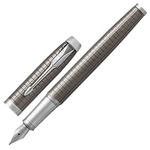 Ручка перьевая PARKER "IM Premium Dark Espresso Chiselled CT", корпус кофейный лак с гравировкой, хромированные детали, синяя, 1931681