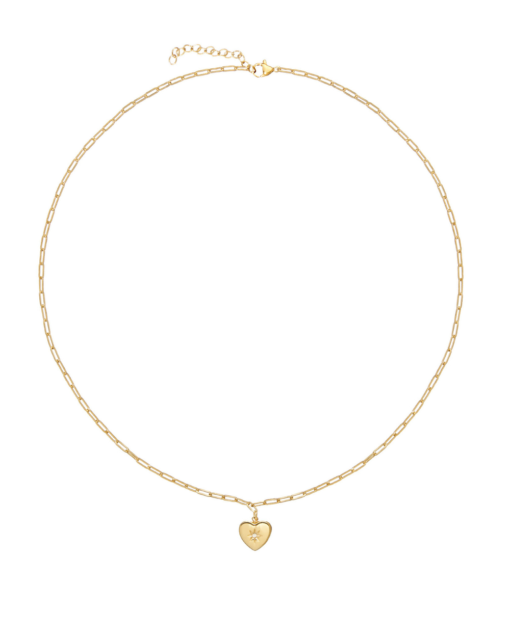 Колье цепь маленькое золотое сердце с камнем