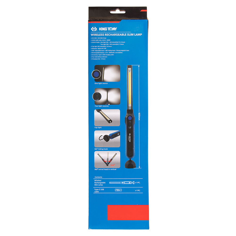 KING TONY (9TA267W) Фонарь светодиодный, шарнирный, 1+1 элементов, Wireless магнитная, Li-Ion, 3,7 В