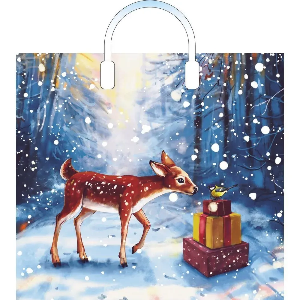 Пакет ПЭ с пластмассовыми ручками 38+3см(Новогодняя тропа) НГ А (комплект 10 шт)