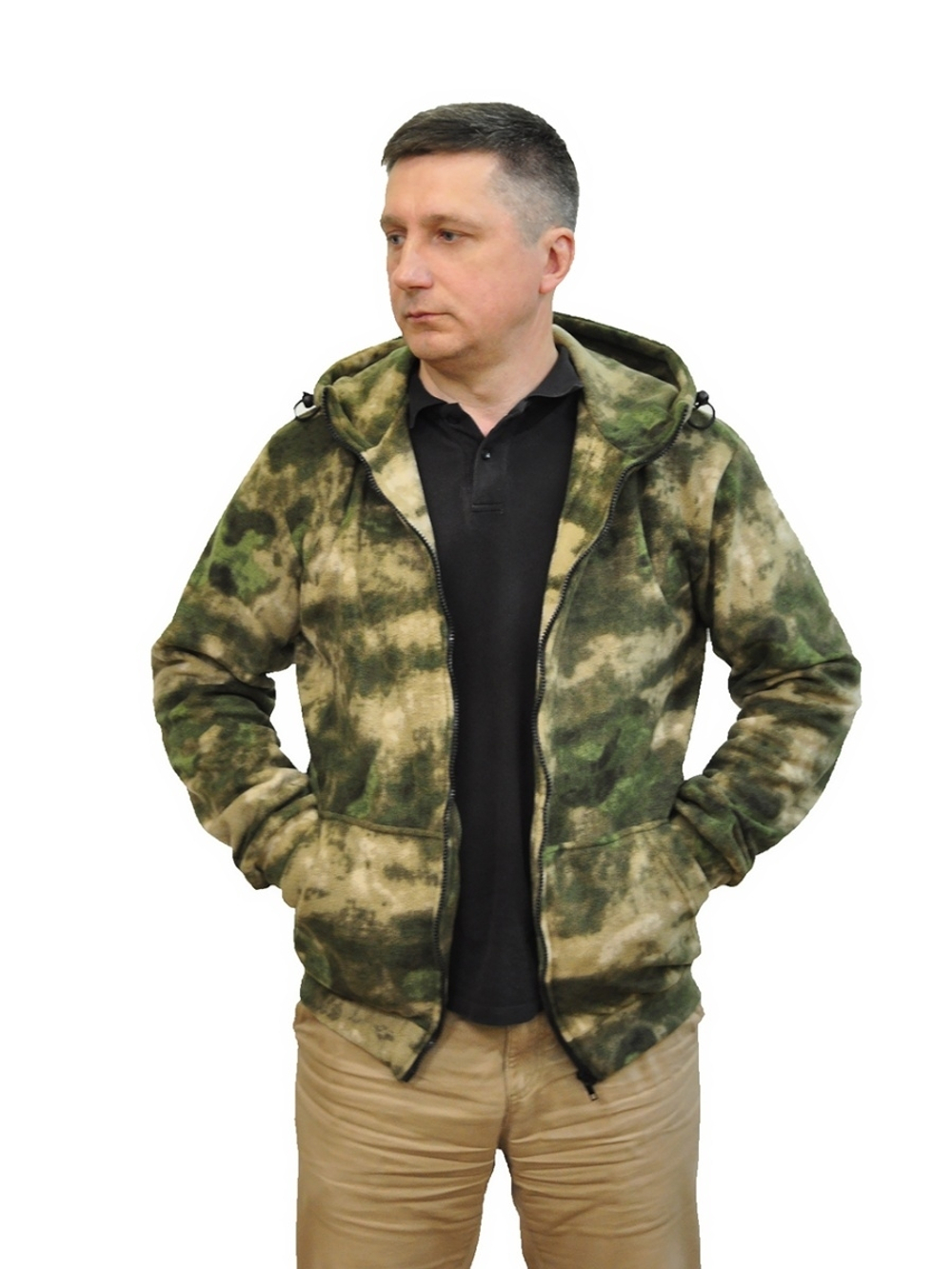 Куртка мужская толстовка военная с карманами прямого кроя