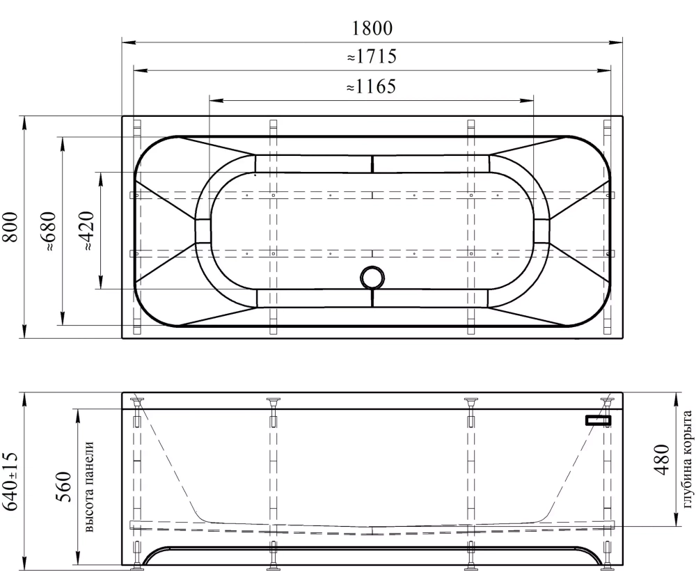 Акриловая ванна Radomir (Радомир) Прованс 180х80, с каркасом