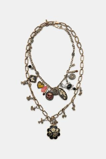 ZARA НАБОР ИЗ 2 ОЖЕРЕЛИЙ С ПОДВЕСКАМИ, ЦВЕТ СОСТАРЕННОГО ЗОЛОТА