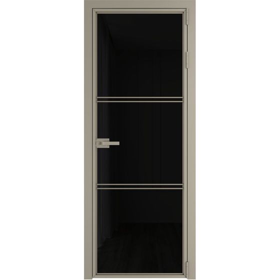 Алюминиевая дверь 3AХ никель матовый стекло чёрный триплекс