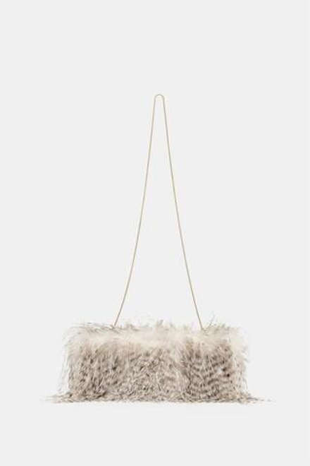 ZARA КЛАТЧ ИЗ ИСКУССТВЕННОГО МЕХА, СЕРЫЙ
