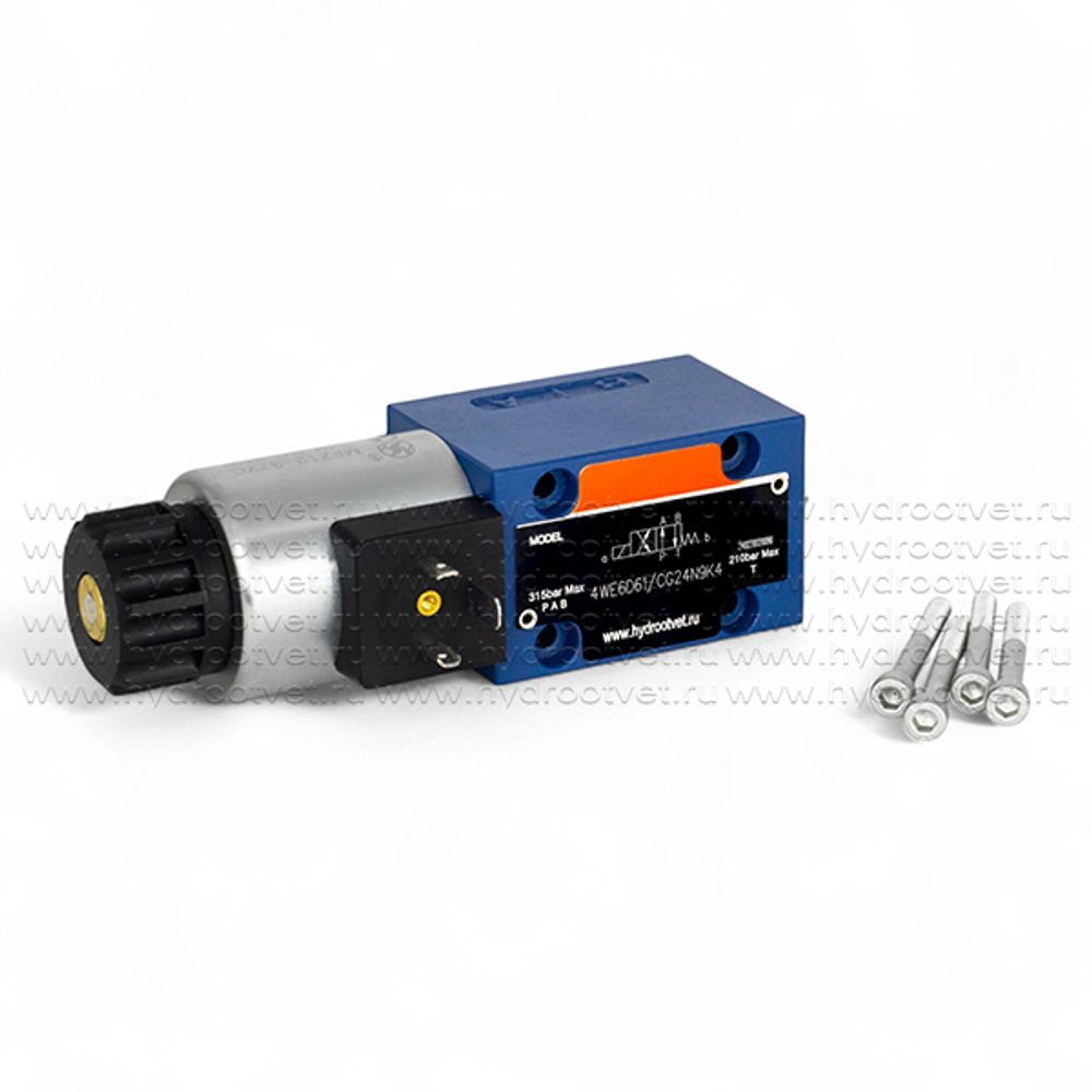 4WE6D61/CG24N9K4 - Гидрораспределитель золотниковый Ду 6 с электроуправлением, схема D (574А), электроуправление G24, возврат - пружинный
