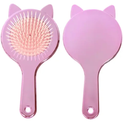 Расчёска массажная зеркальная «КИТИ СЕТ», цвет розовое золото, 19.5*10см (коробка PVS)