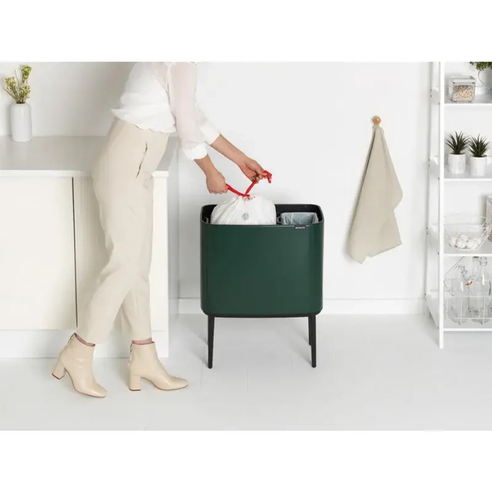 Brabantia Bo Touch 11+23л контейнер для мусора для переработки бутылок зеленый