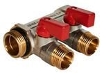 Коллектор Stout с шаровыми кранами 3/4, 2 отвода 1/2 (красные ручки)