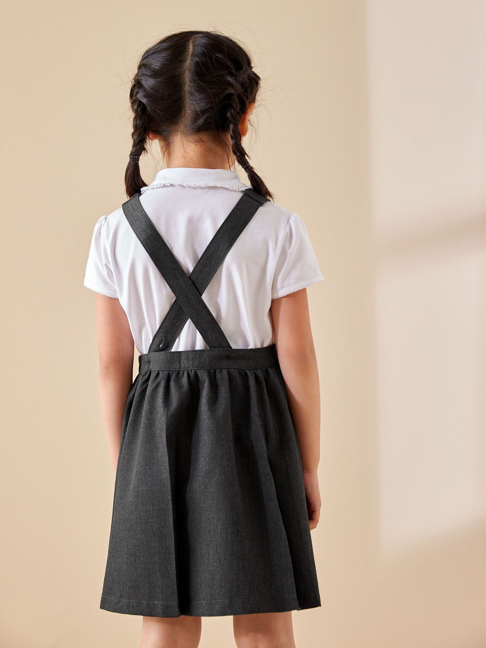 Сарафан школьный с карманами для девочки Next 975-008, Серый