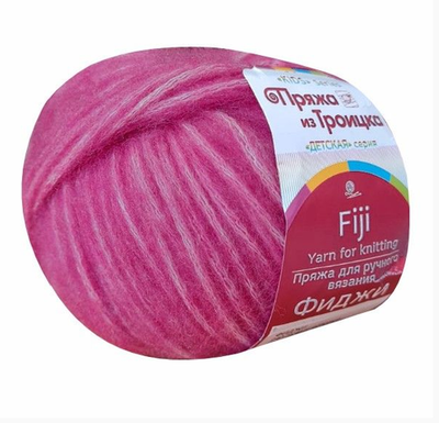 Пряжа "Фиджи", 20% мериносовая шерсть, 60% хлопок, 20% акрил, 50 г - 95 м, новый розовый