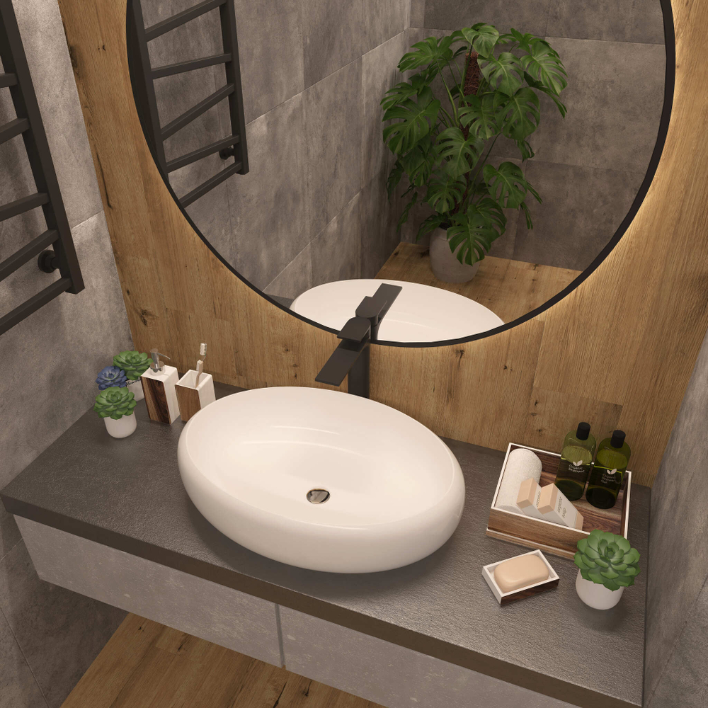 Умывальник накладной A252 овальный без перелива (585*400*150 мм)