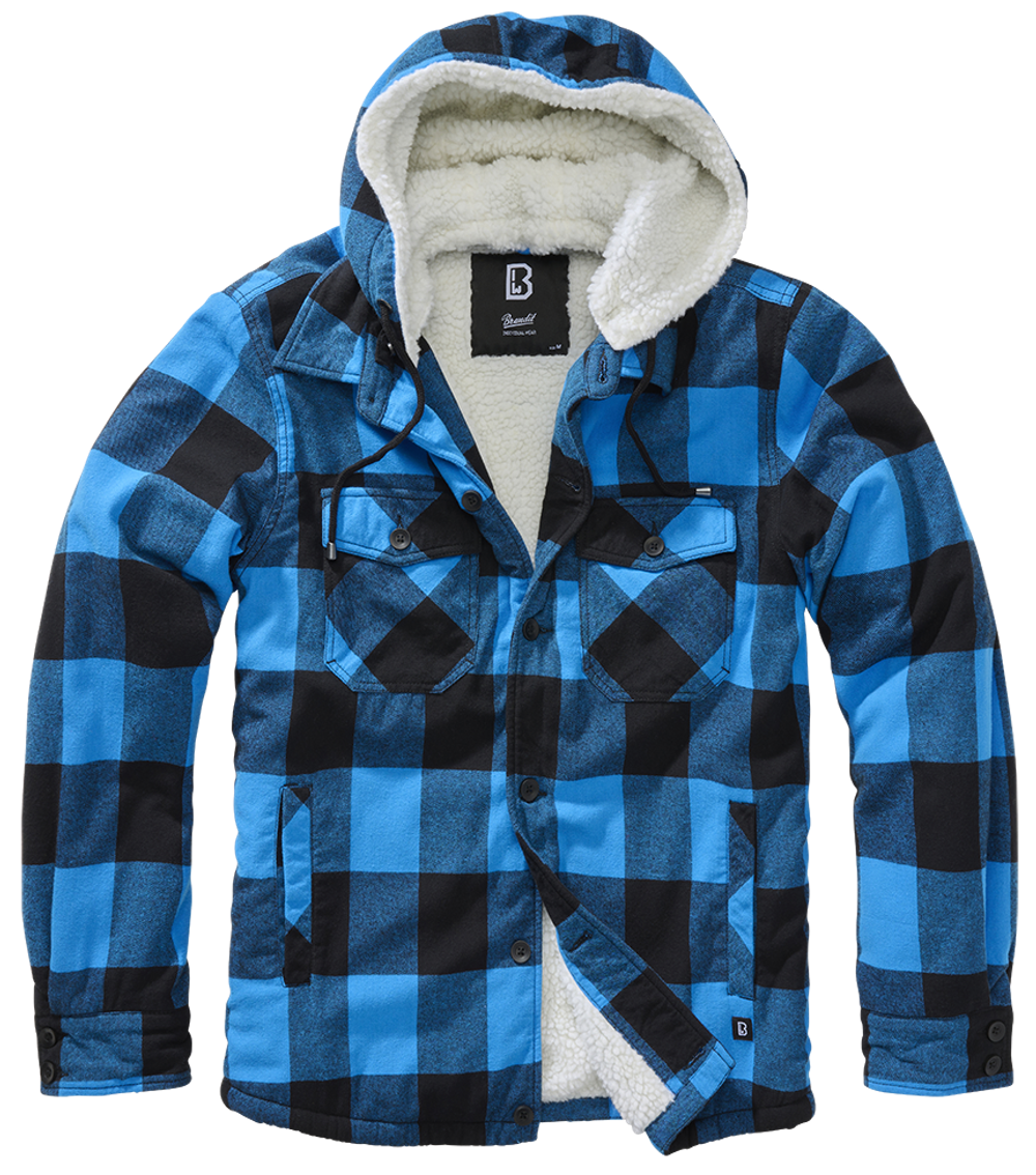 Brandit LUMBER JACKET HOODED black/blue