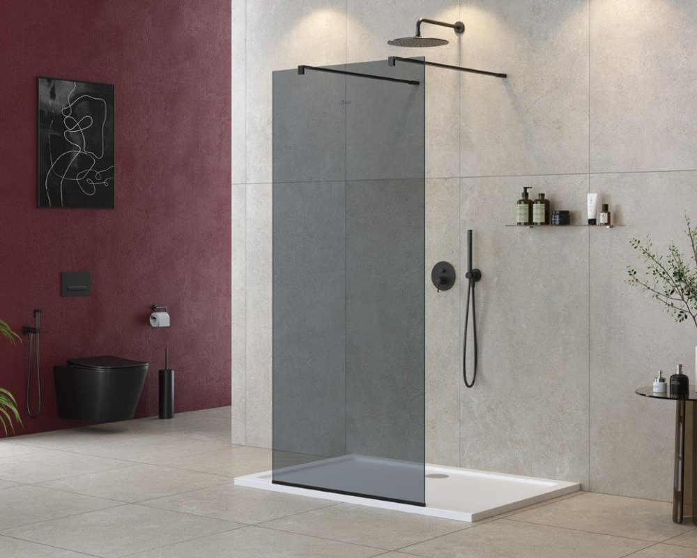 Душевая перегородка Cezares LIBERTA-L-2-110-120-GR-NERO чёрный профиль, стекло серое