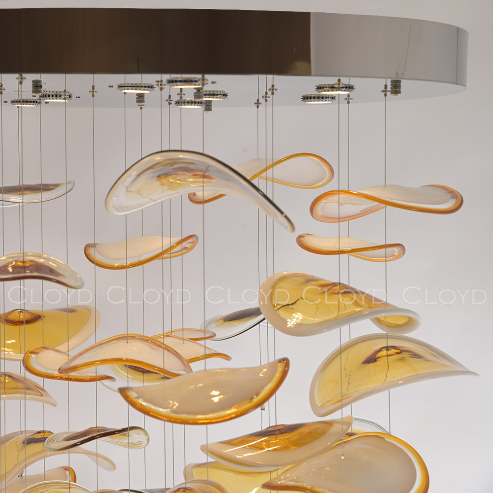 Люстра Cloyd KUSTO C12 / выс. 230 см - хром - янтарное стекло (арт.11331)