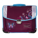 Портфель для девочки Alingar, 300 х 385 мм, "Бабочки", ортопедическая мягкая спинка, 2 кармана, 2 отделения, светоотражатель, органайзер, фиолетовый