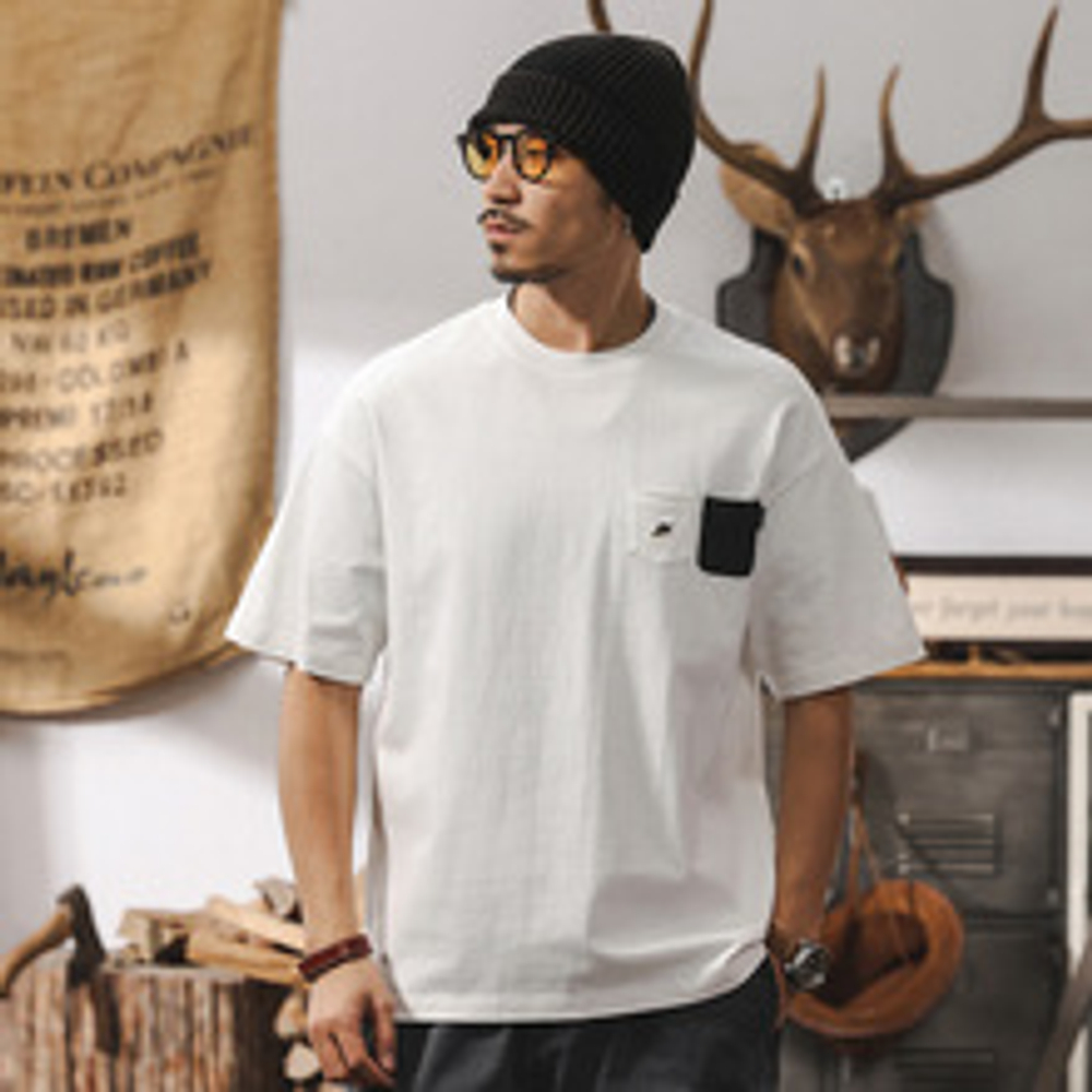 Футболка мужской короткий рукав, новый тренд американский ретро свободный