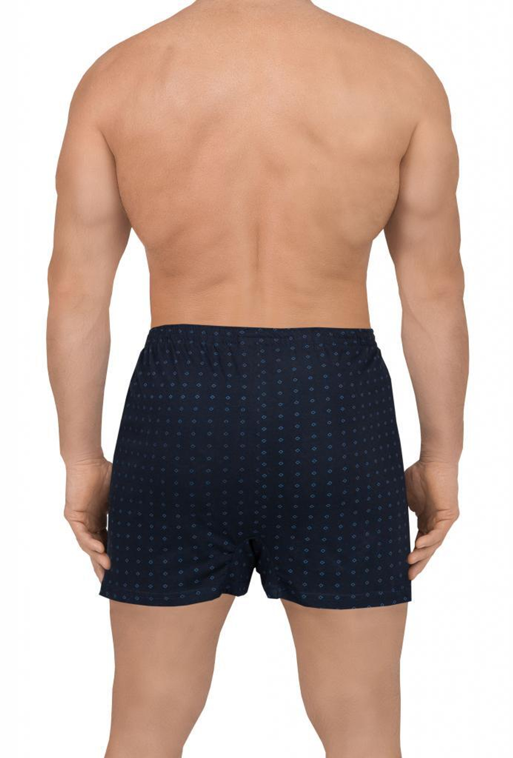 Принтованные хлопковые трусы-шорты (Размер: XL) (Цвет: темно-синий)