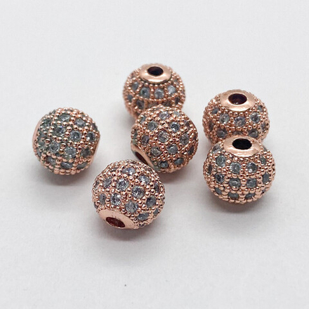 Бусина Milano LUX, цвет розовое золото, диаметр 8 мм, цена за 1 шт