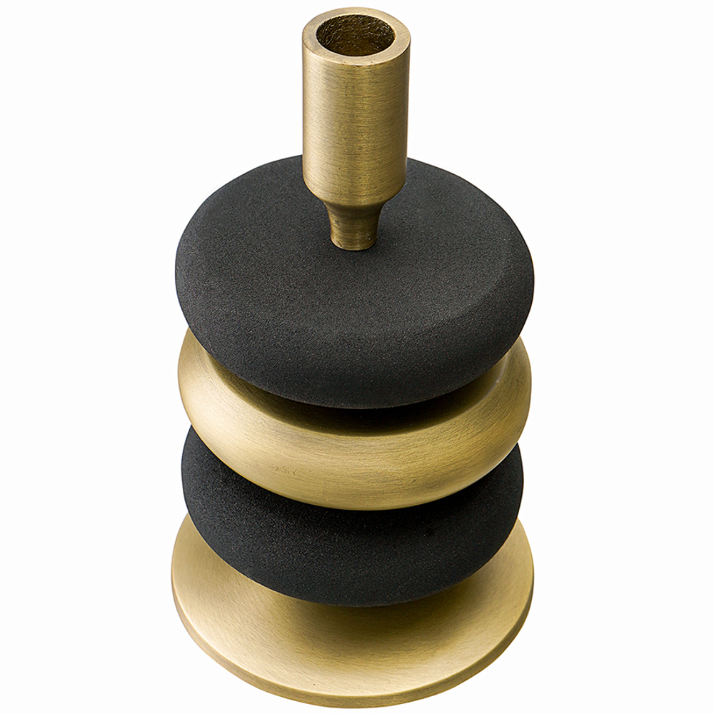 Подсвечник stone, 20 см, черный/античная латунь