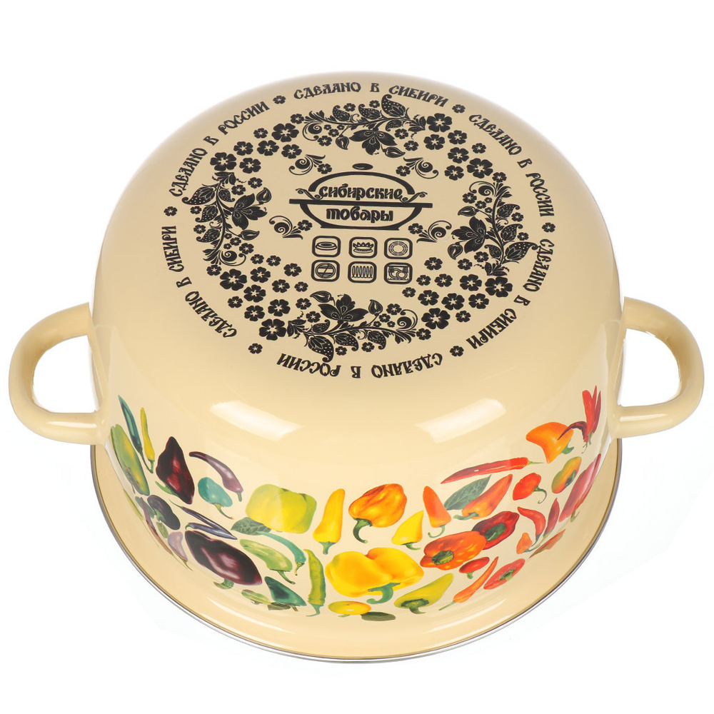 Кастрюля эмал сталь, 4 л, с крыш, крышка сталь, сферич, Сиб товары, Перцы, 1MC201P, индукц