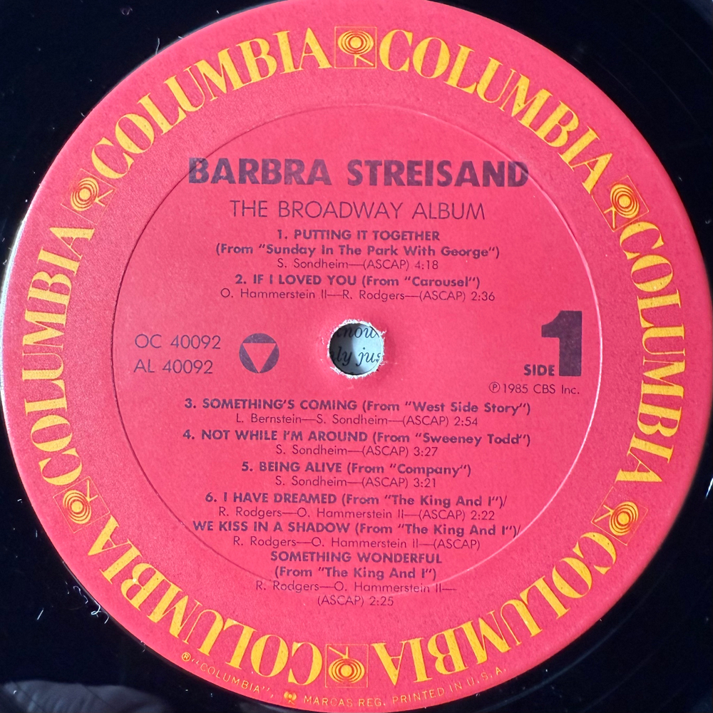 Barbra Streisand ‎– The Broadway Album (США 1985г.)