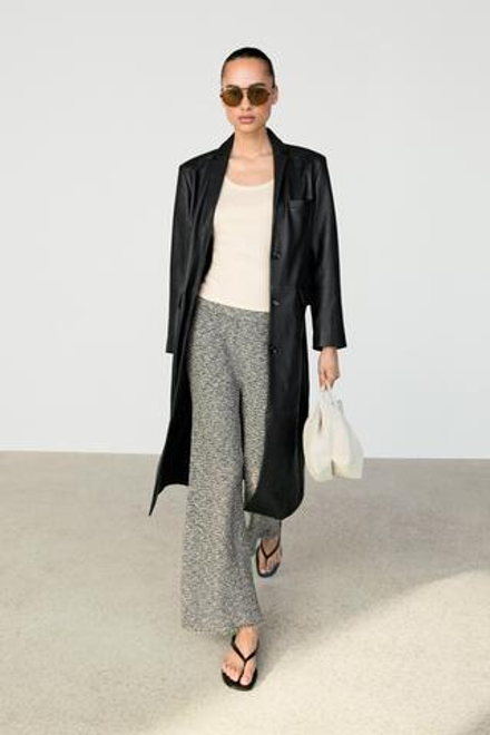 Massimo Dutti Струящиеся брюки с меланжевым эффектом, серый меланж