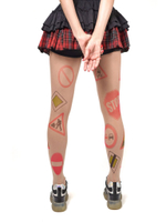 Колготки с принтом в виде дорожных знаков (Размер: S-M-L) (Цвет: бежевый)