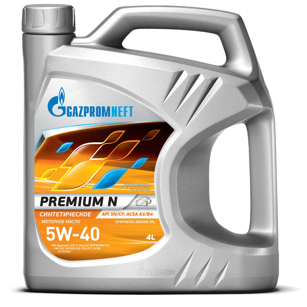 Масло Газпромнефть Premium N 5W40 SN/CF A3/B4 (4л) синтетика