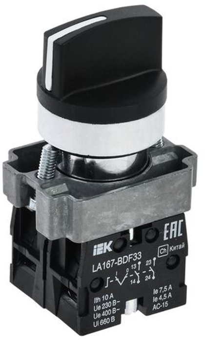 Переключатель LA167-BDF33 на 3 положения 2з черный IEK