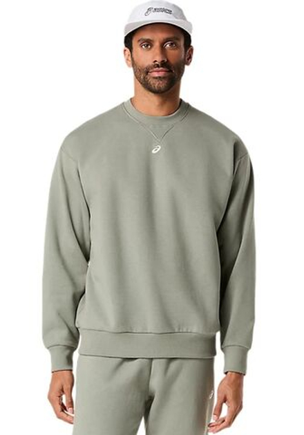 Куртка теннисная Asics Fleece Crew-Neck Top Relaxed - lichen green