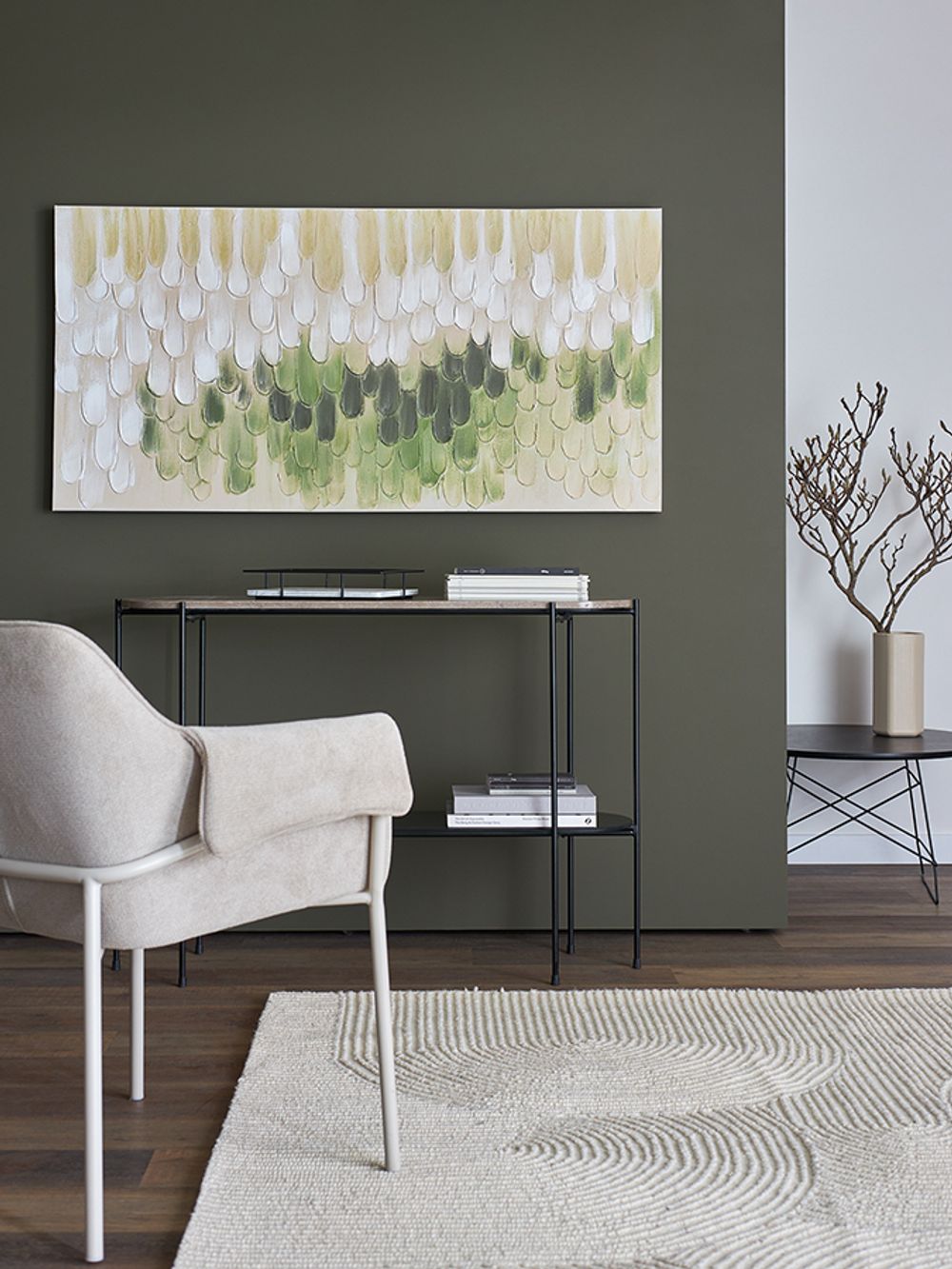 Панно декоративное с ручной росписью By Feel, 140х70 см, хаки