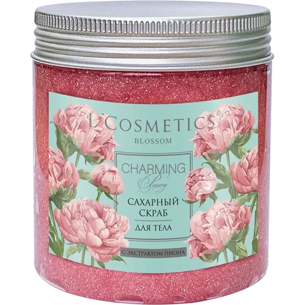 Сахарный скраб для тела с шиммером с экстрактом пиона BLOSSOM Charming Peony, ТМ L'COSMETIC