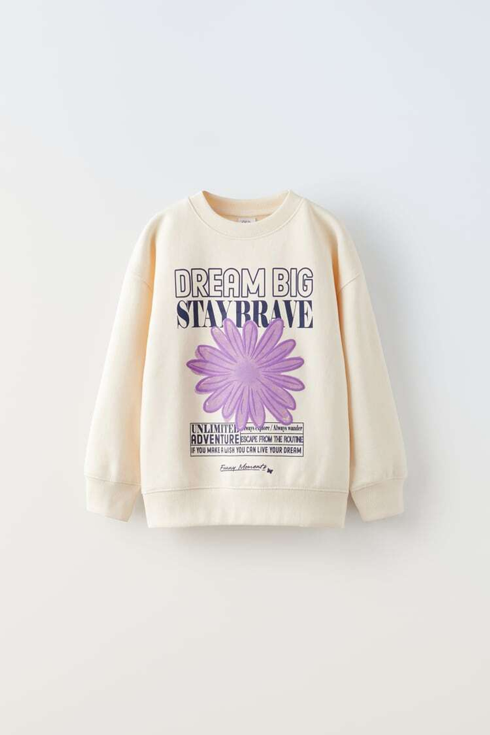 ZARA ТОЛСТОВКА С НАДПИСЬЮ, ЭКРЮ