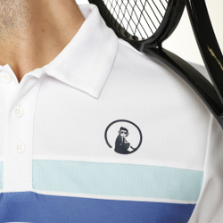 Мужское теннисное поло Quiet Please Ocean Block Stripe Tournament Polo Men - White, Blue