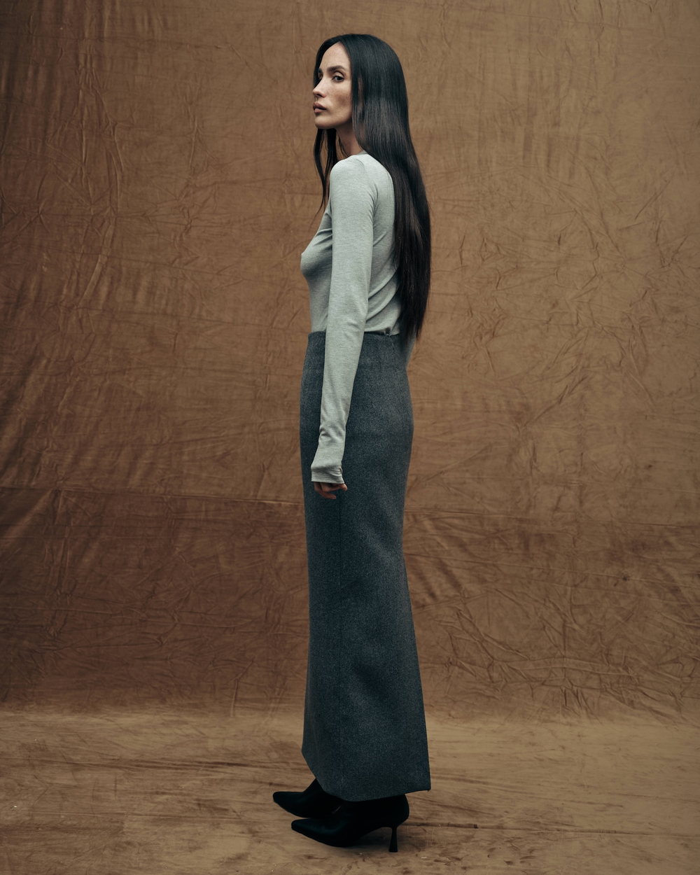 Юбка из драпа серая