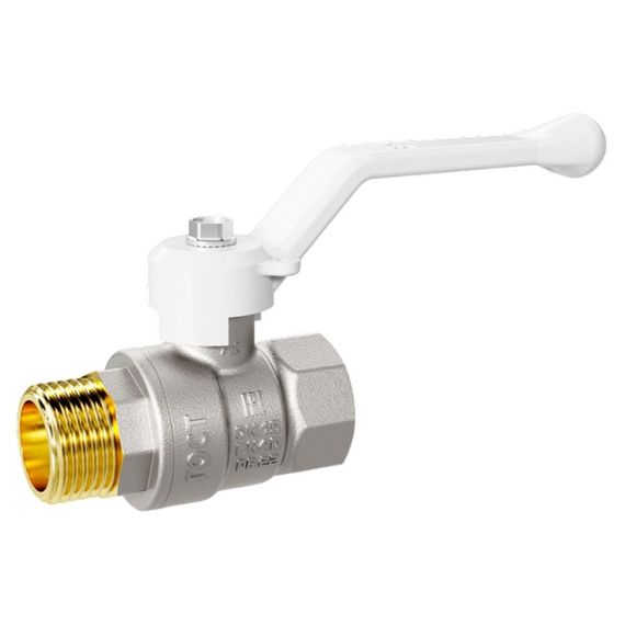 Кран шаровой латунный LD Pride 47.50.В-Н.Р Ду 50 Ру 25 white (рычаг с бир.)