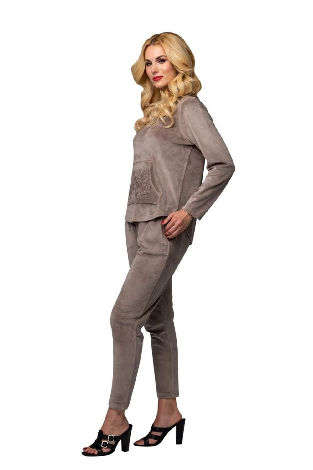 Домашний костюм с капюшоном и карманом-кенгуру (Размер: XXL) (Цвет: бежевый)