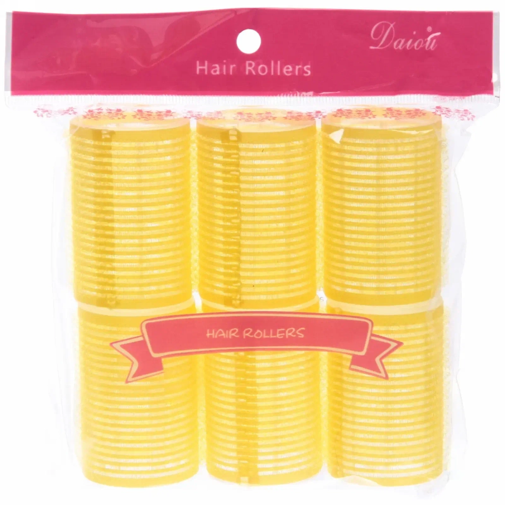 Бигуди липучки, 6шт., однотонные, цвет микс, d-4см