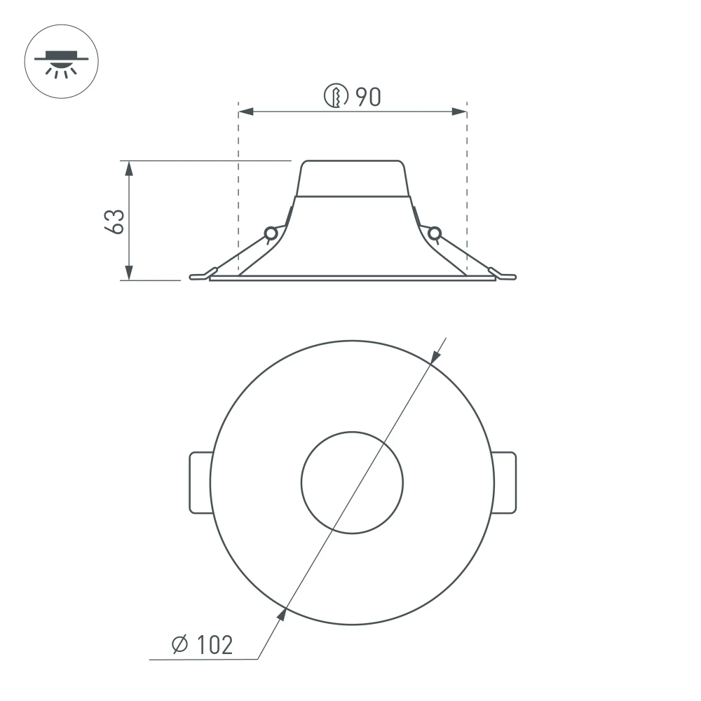 Светильник MS-BLIZZARD-BUILT-R102-8W Day4000 (WH, 100 deg, 230V) (Arlight, IP20 Металл, 3 года) 035588