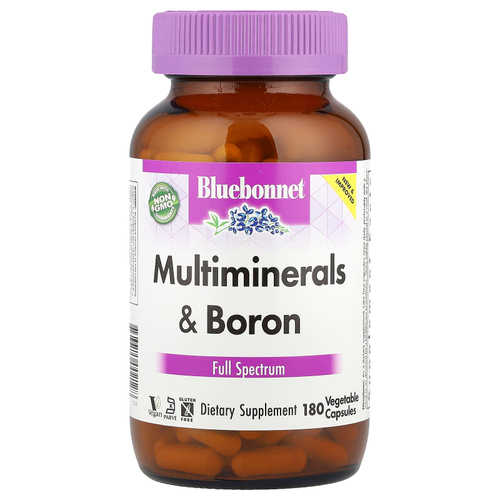 Bluebonnet Nutrition, мультиминералы и бор, 180 вегетарианских капсул