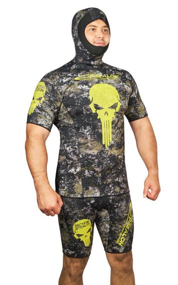 Майка Epsealon Skull Tactical Camo с шлемом и короткими рукавами 2.5 мм
