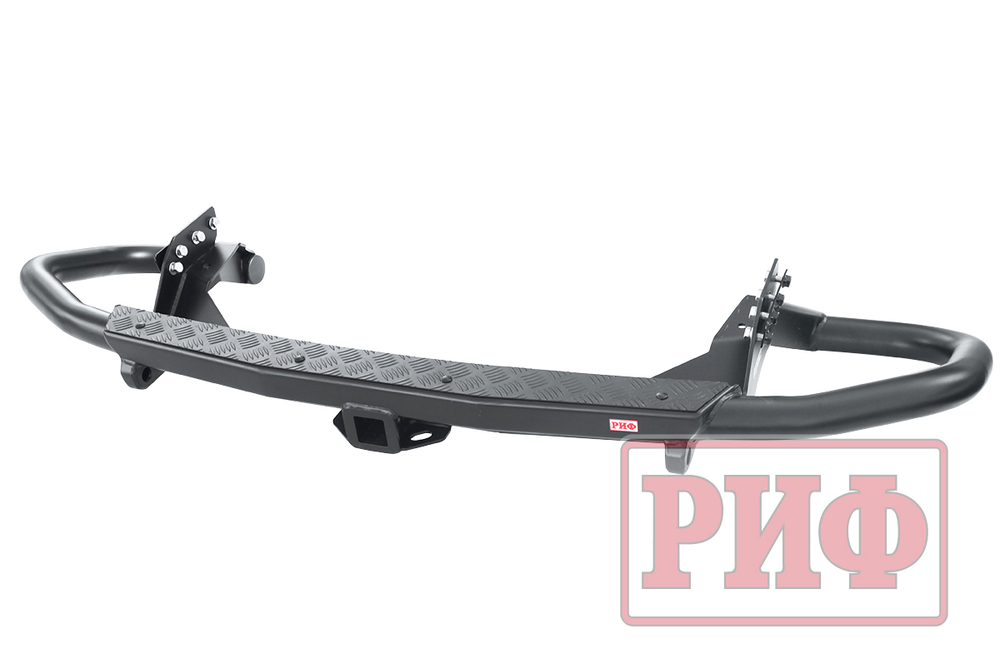 Бампер задний силовой/защита штатного бампера Mitsubishi Pajero Sport 2015-2020 c квадратом под фаркоп РИФ