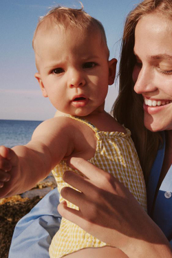 ZARA КОМБИНЕЗОН В КЛЕТКУ ВИШИ, ЖЕЛТЫЙ