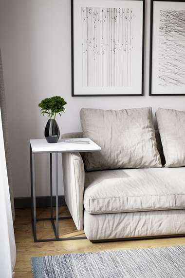 Стол придиванный Хайгрет белый/черный