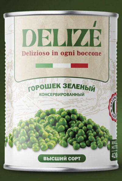 Горошек зелёный Delize с ключом 425 мл